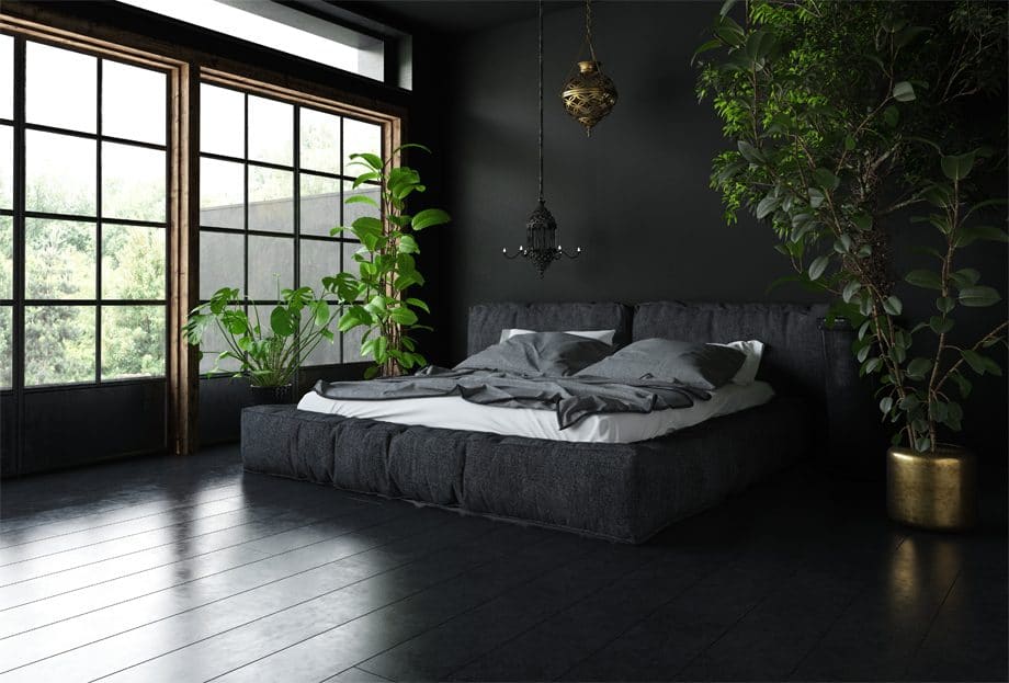 Bedroom with clearance black floor